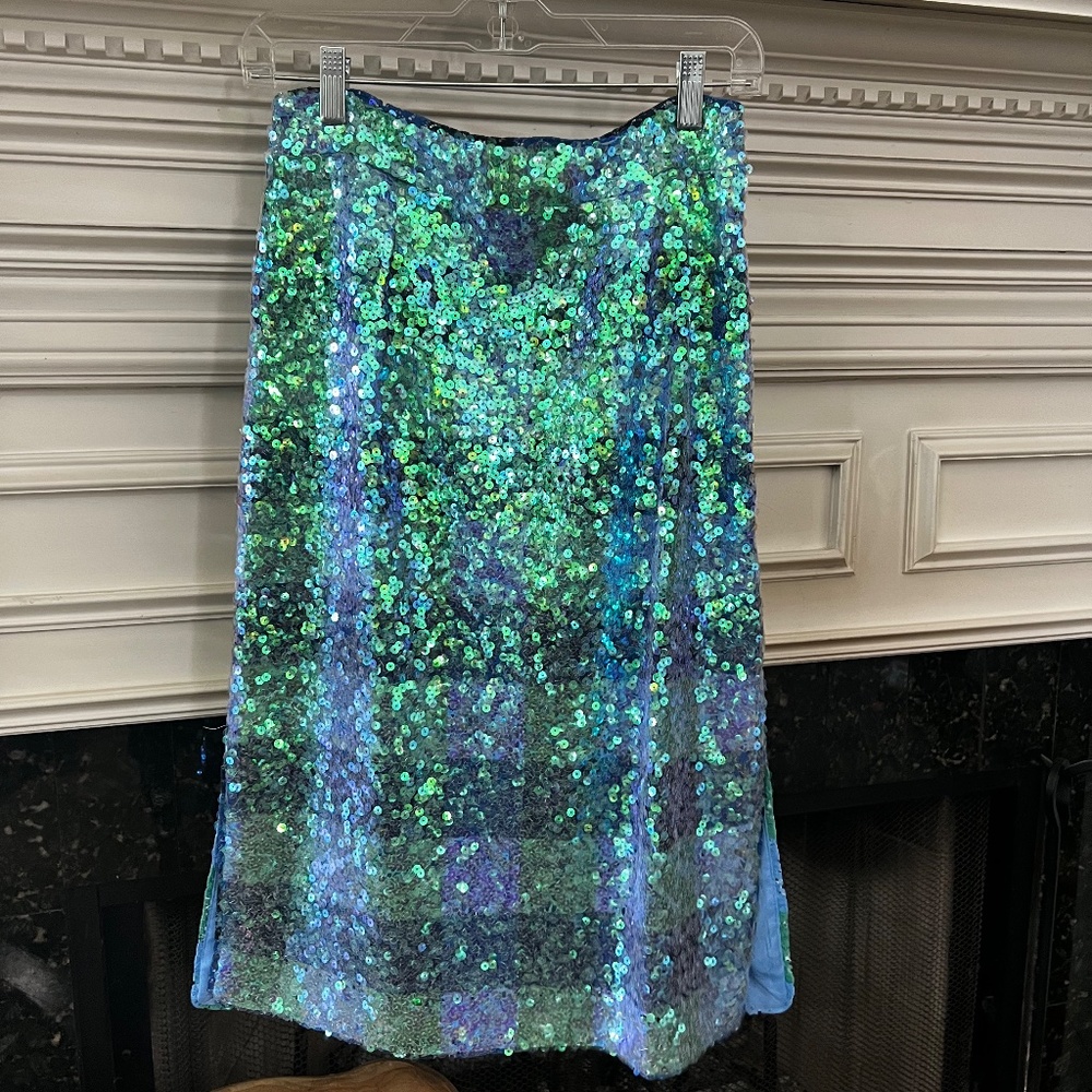 Maeve Anthropologie Sequin Plaid Formal Skirt 4 P
